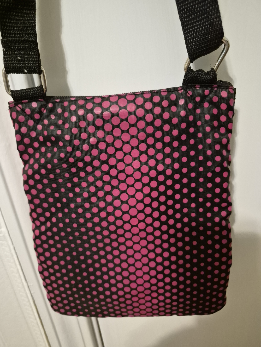 Pink Polka Dot Dickies  Crossbody Bag with Black Strap - Picture 4 of 4